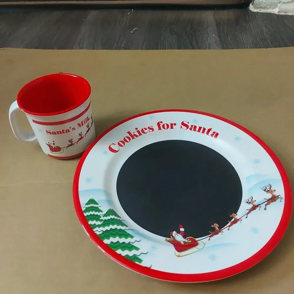 Santa's Cookie Message Plate + Reindeer Food Christmas Eve Holiday December Xmas